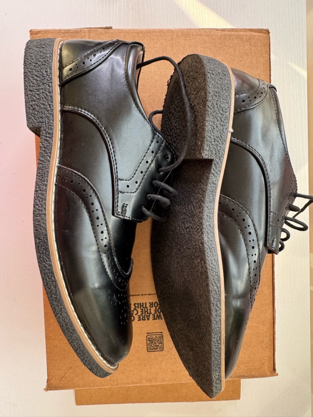 Men's Black Deer Stags Leather Wingtip Dress Shoes